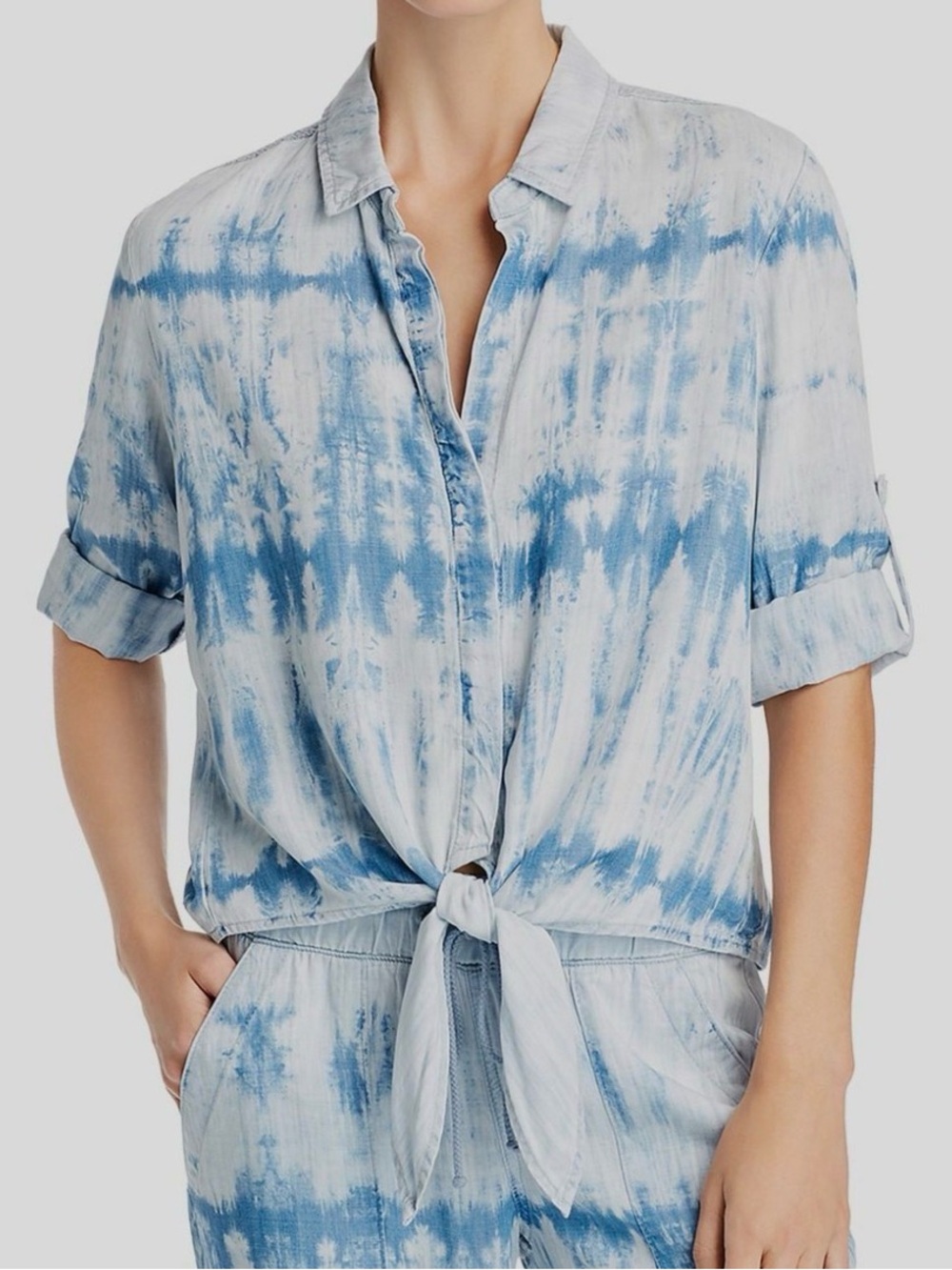NWT Bella Dahl Del Sol Tie-Dye Button-Down Tie Front Shirt Small
